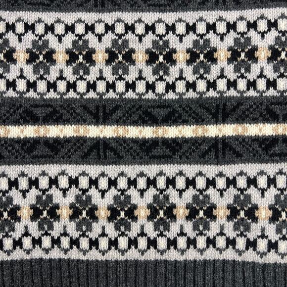 J. Crew 100% Lambswool Fair Isle Sweater Gray White Snowflake Size L - Picture 8 of 12